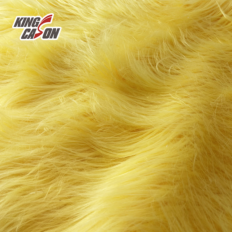 Tela de piel sintética de pelo largo, peluda, amarilla, roja, de 7cm