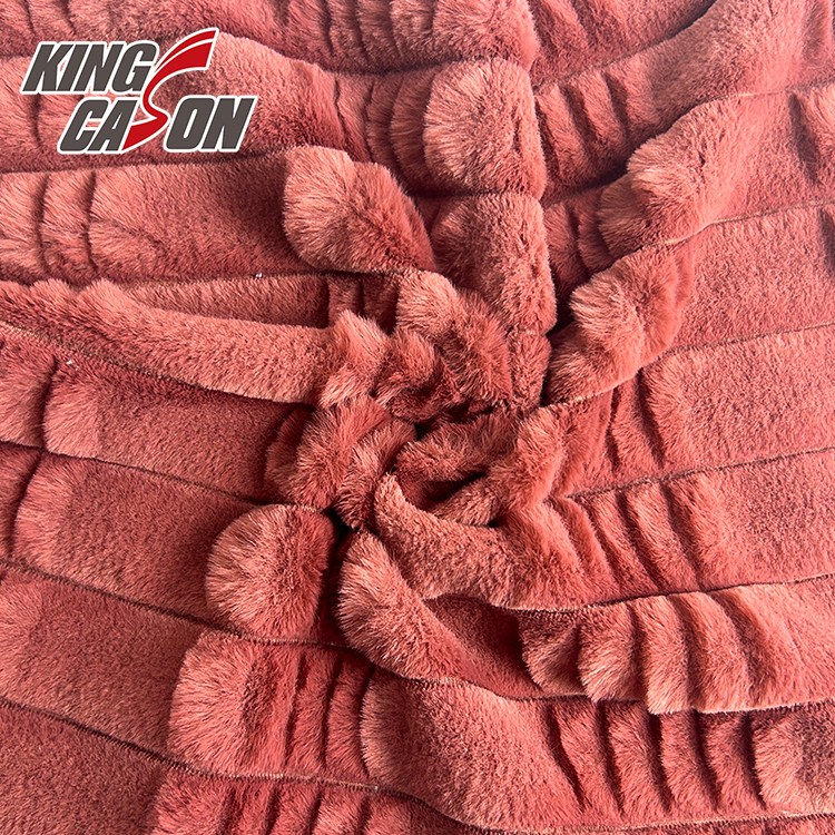 Tela de piel sintética de conejo Jacquard rojo de nuevo diseño Kingcason