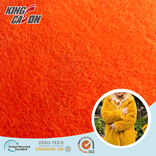 Tela de piel sintética de felpa suave naranja Kingcason