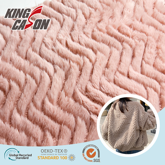 Tela de piel sintética de conejo en spray rosa Kingcason