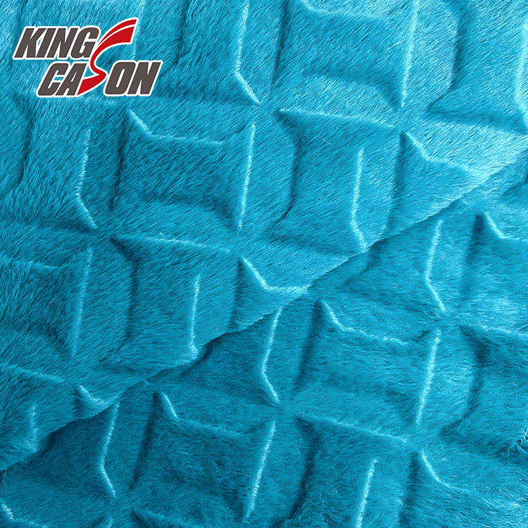 Tela de piel sintética de conejo en relieve 3D azul Kingcason