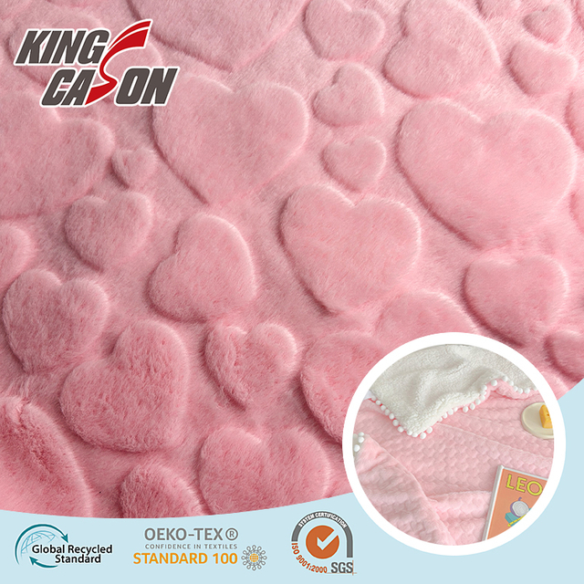 Tela de piel sintética de conejo con relieve 3d amoroso rosa de Kingcason