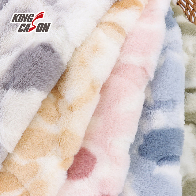 Fantástica tela de piel de conejo con teñido anudado de lujo Kingcason