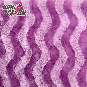 Tela de piel sintética de conejo Jacquard de catión de onda púrpura Kingcason