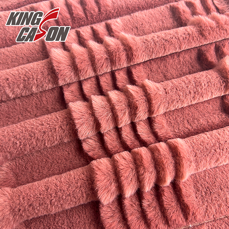 Tela de piel sintética de conejo Jacquard rojo de nuevo diseño Kingcason