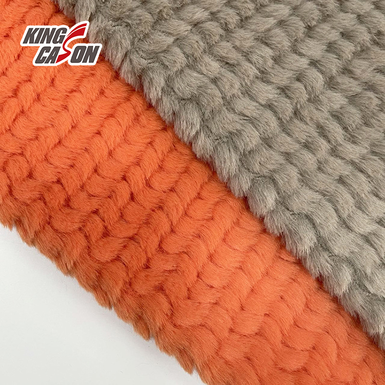 Piel de conejo falsa Kingcason naranja trigo Jacquard