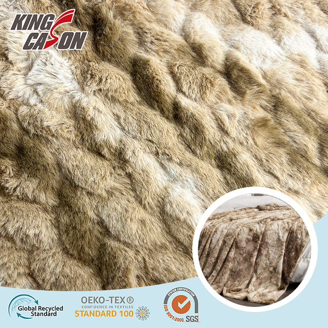 Tela de piel sintética de conejo torcida con teñido anudado marrón Kingcason