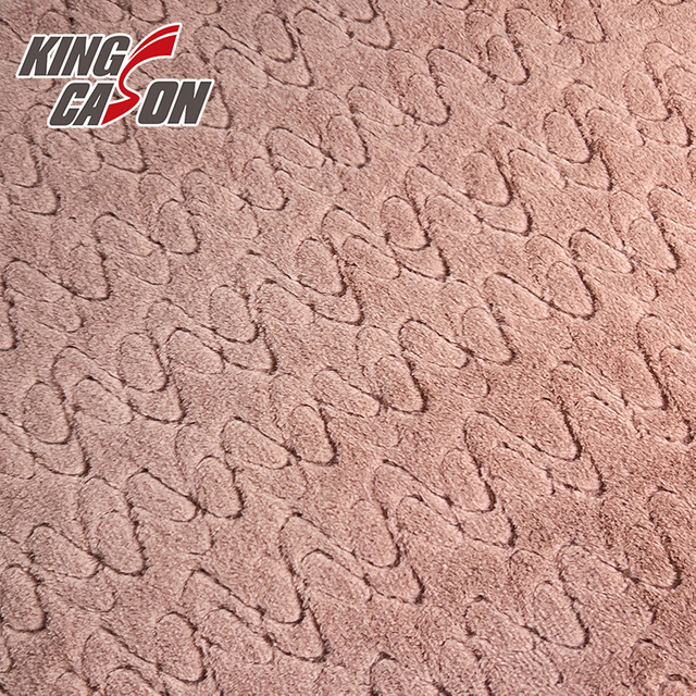 Tela de piel sintética de conejo Jacquard geométrico rosa Kingcason