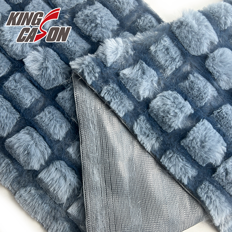 Tela de piel sintética a cuadros de jacquard catiónico azul Kingcason