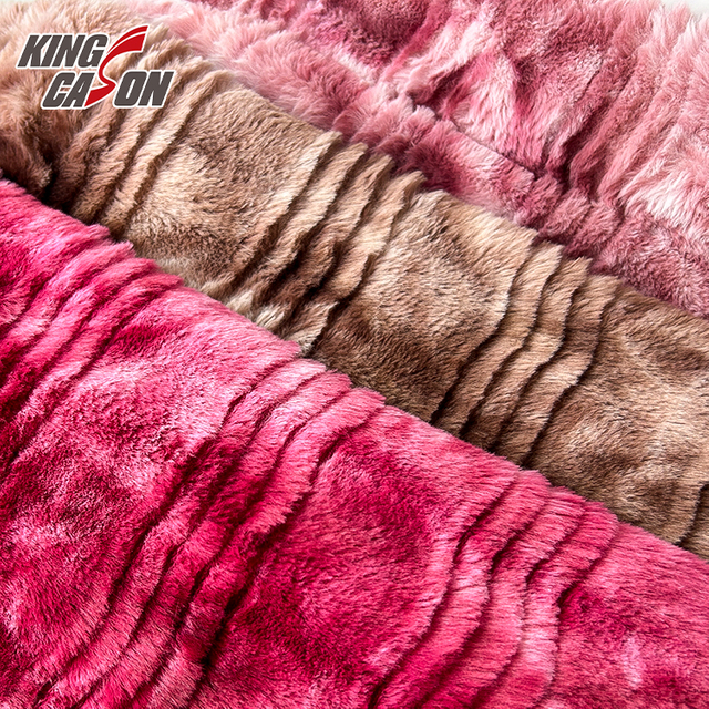 Kingcason colores personalizados fantástico tejido de piel sintética de conejo teñido anudado