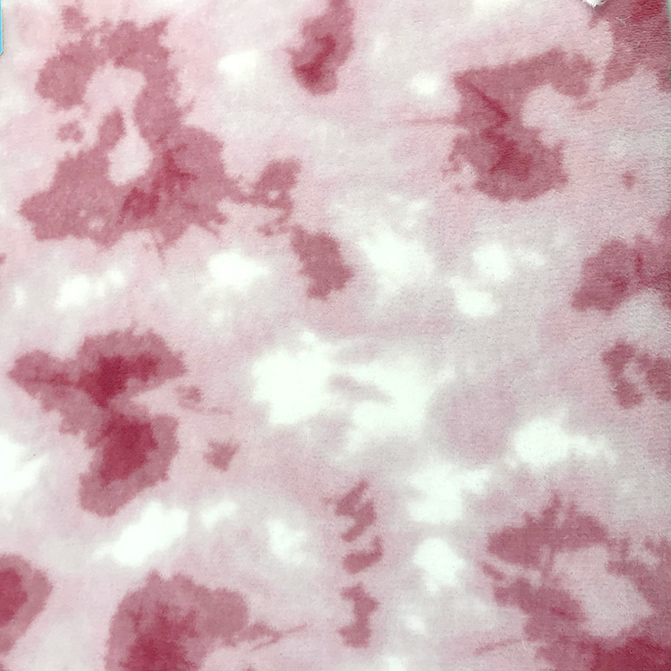 Tela polar coral de doble cara con efecto tie-dye 
