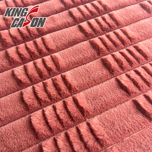 Tela de piel sintética de conejo Jacquard rojo de nuevo diseño Kingcason