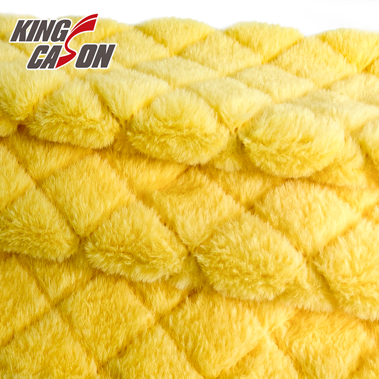 Tela de piel sintética de conejo acolchada amarilla Kingcason